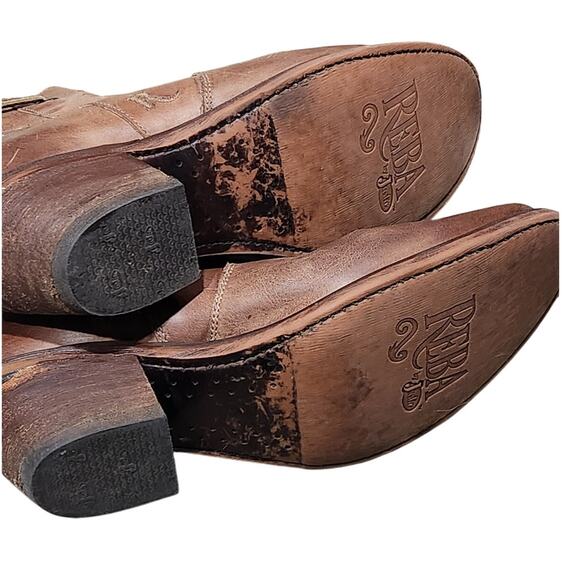 Justin REBA western cowboy boots size 6.5 low ankle booties‎ brown leather - Picture 8 of 10